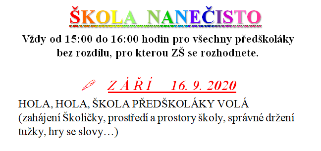 ŠKOLA NANEČISTO ZÁŘÍ